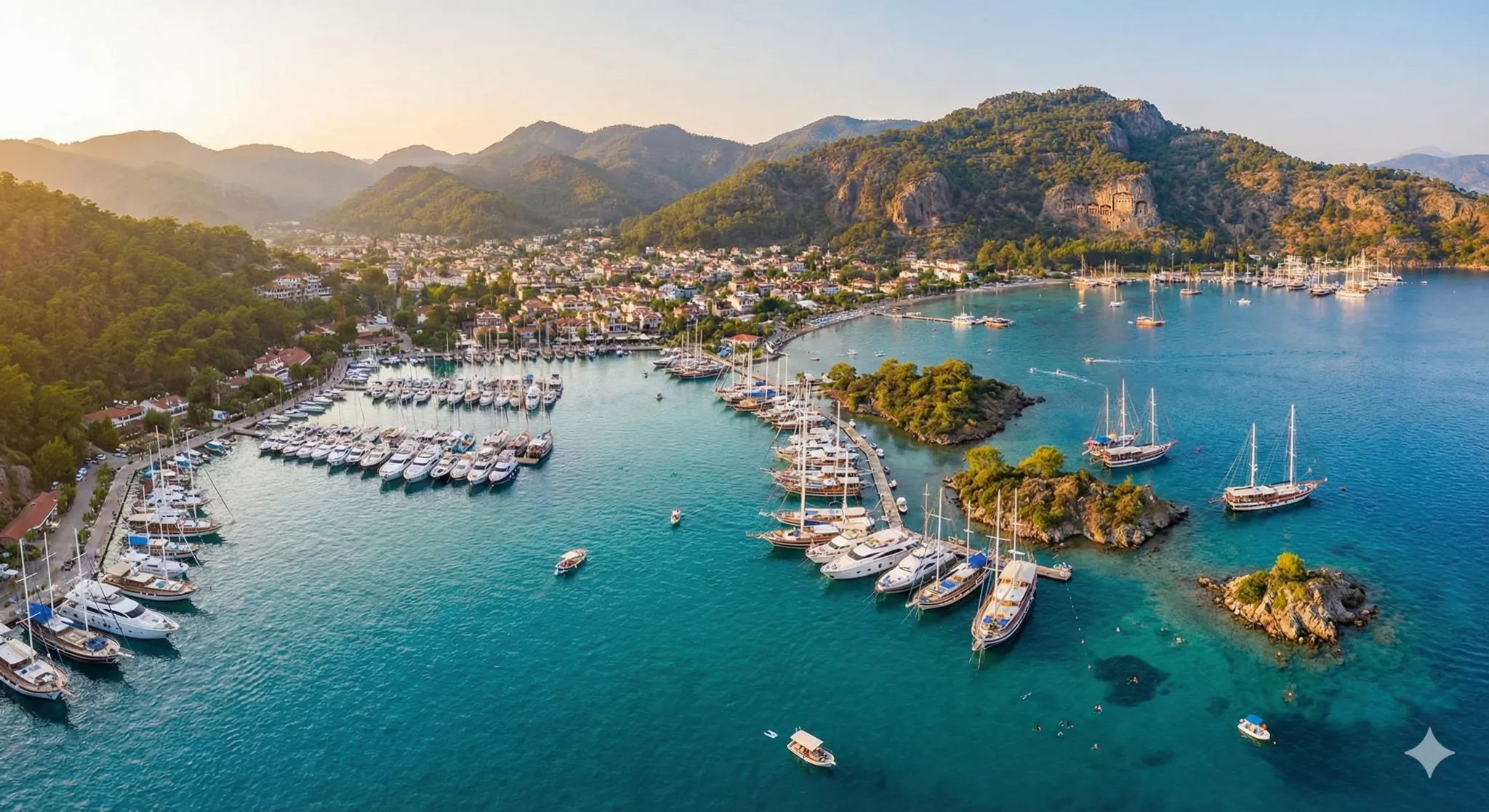 Einrahmung der Bucht: Ikonische Ausblicke auf den Sonnenuntergang in Fethiye City