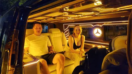 Happy travelers enjoying the ride